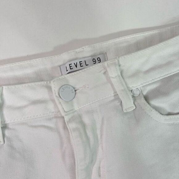 Level 99 Jean Shorts Womens 28 Chelsea White Cut Off Denim Distressed Mid Rise - Picture 2 of 10